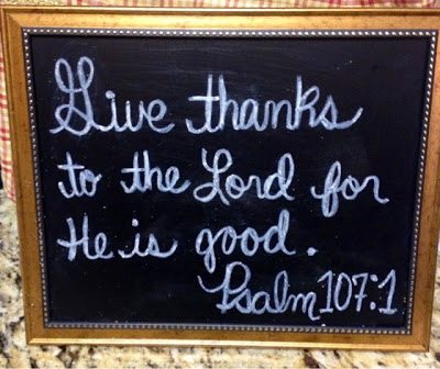 Chalkboard Thanksgiving Decor with Bible Verse