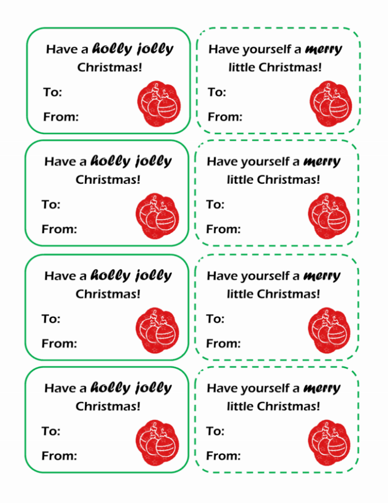 Red and Green Christmas Gift Tags