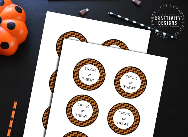 gift tags with the phrase "trick or treat"