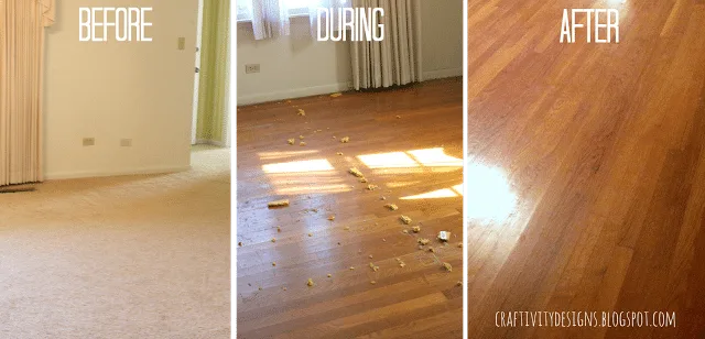 Before, During, and After - Removing Carpet and Carpet Staples from Hardwood Floors