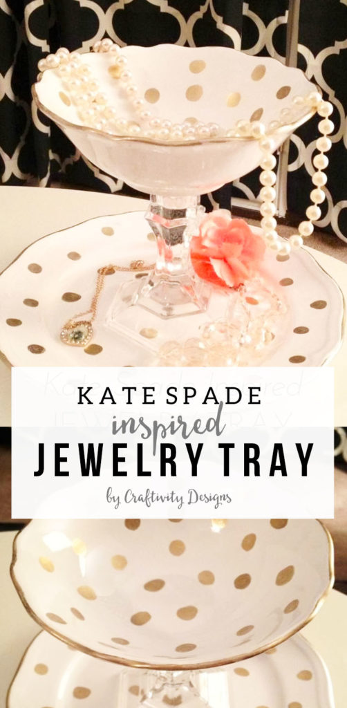 Kate Spade Inspired Jewelry Tray, Kate Spade Knock-Off, DIY Jewelry Tray, Tiered Jewelry Tray by @CraftivityD