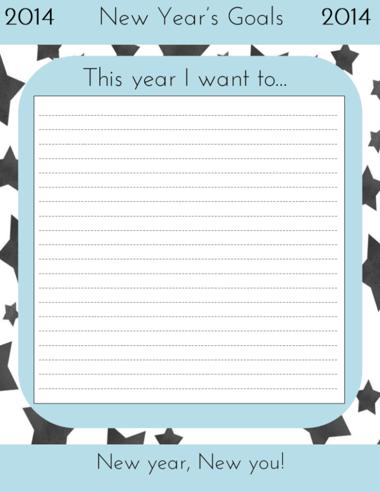 New Year's Goals - Free Printable (Happy New Year 2014)