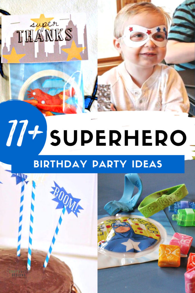 11+ Superhero Party Ideas for a Superhero Birthday including Superhero Cake, Superhero Party Favor and Superhero Crafts