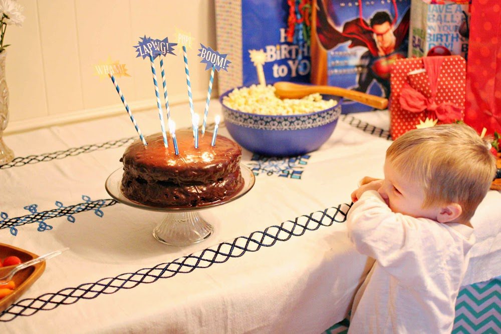 Superhero Birthday Cake with Superhero Cake Toppers