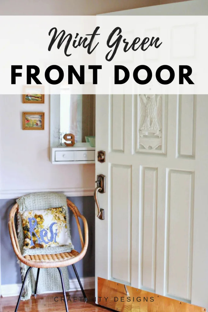 mint green front door