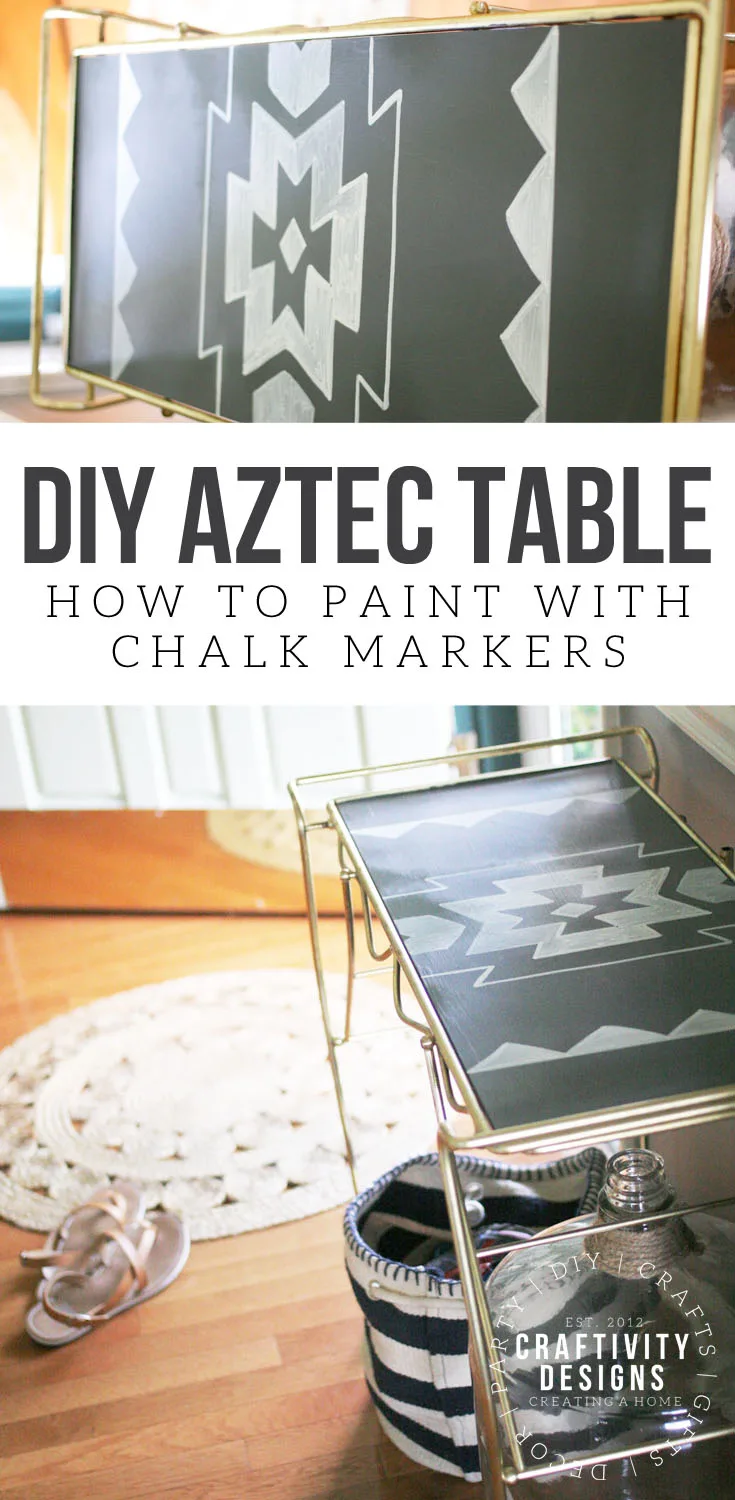 DIY Aztec Table, Painted Furniture Ideas, How to Paint with Chalk Markers, Repurposed Furniture, Vintage Furniture Makeover, #aztec #paintedfurniture #repurpose