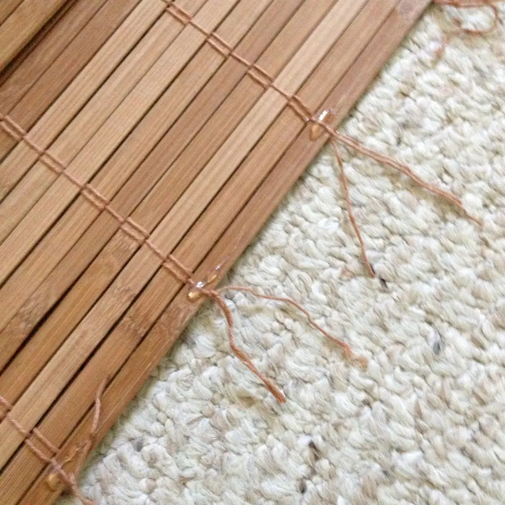 tying cords on diy bamboo blinds