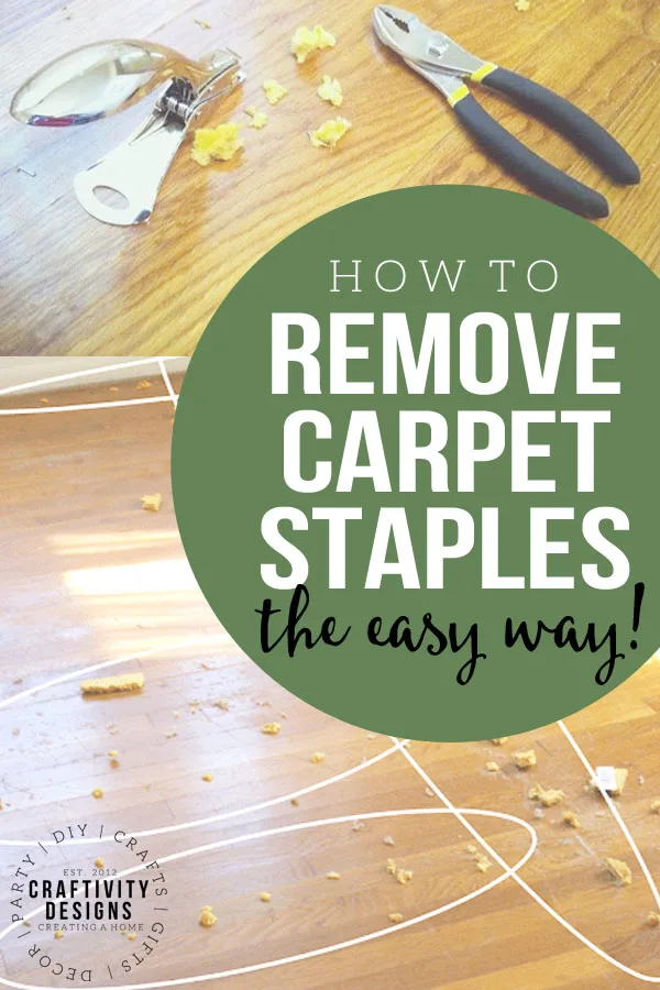 carpet staples being removed from a wood floor