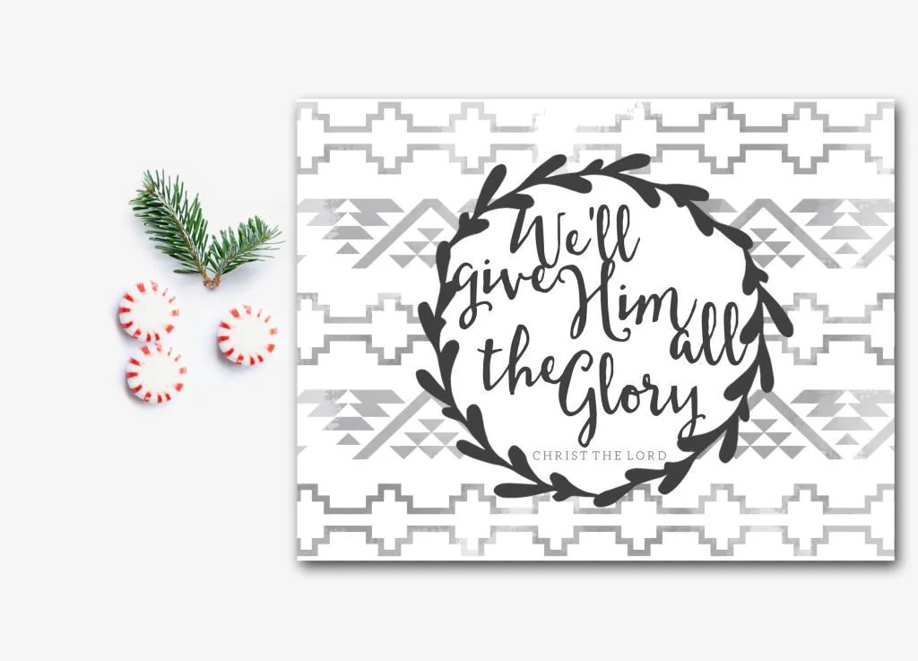 I love the modern aztec / tribal vibe of this Christmas art. We'll give Him all the Glory! Available in printable & print forms.