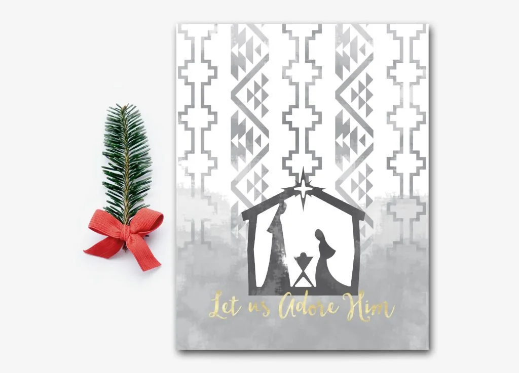 I love the modern aztec / tribal vibe of this nativity. Let us Adore Him! Available in printable & print forms.