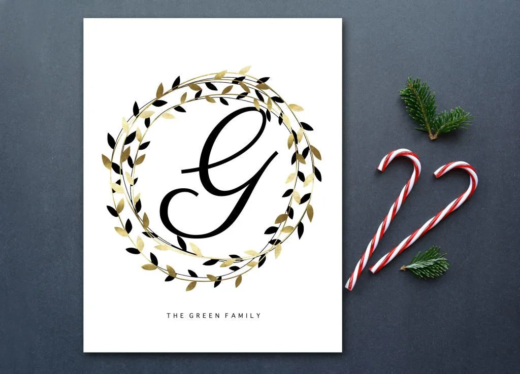 A modern and affordable personalized Christmas gift. I love the mix of black and gold -- it could be used all year long! Available in printable & print forms.