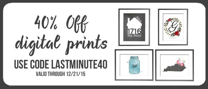 2016 Printable Calendar - Last Minute Shoppers - Coupon Code for 40% Off all Printable (Digital) Listings