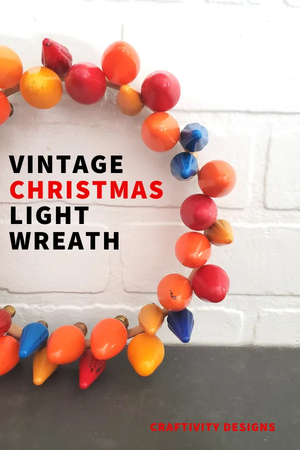 DIY Christmas Light Wreath made with Vintage Bulbs