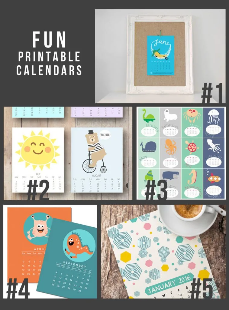5 Fun Printable 2016 Calendars -- great for kids, too!