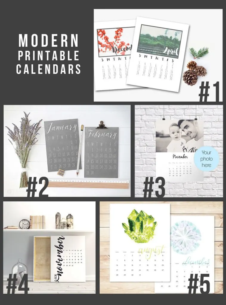 5 Modern Printable 2016 Calendars
