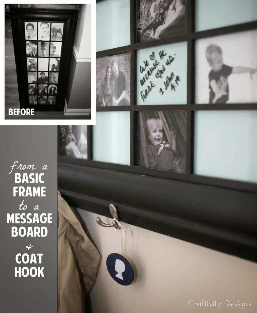 10 Most Popular Organization Ideas - #8 Turn an old frame into a coat rack and get the entry organized - by @CraftivityD