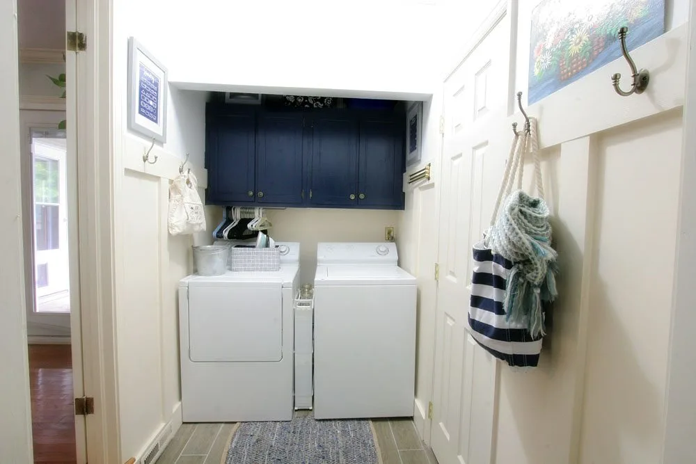 Laundry Room Makeover, Light & Bright Eclectic Home Tour by @CraftivityD