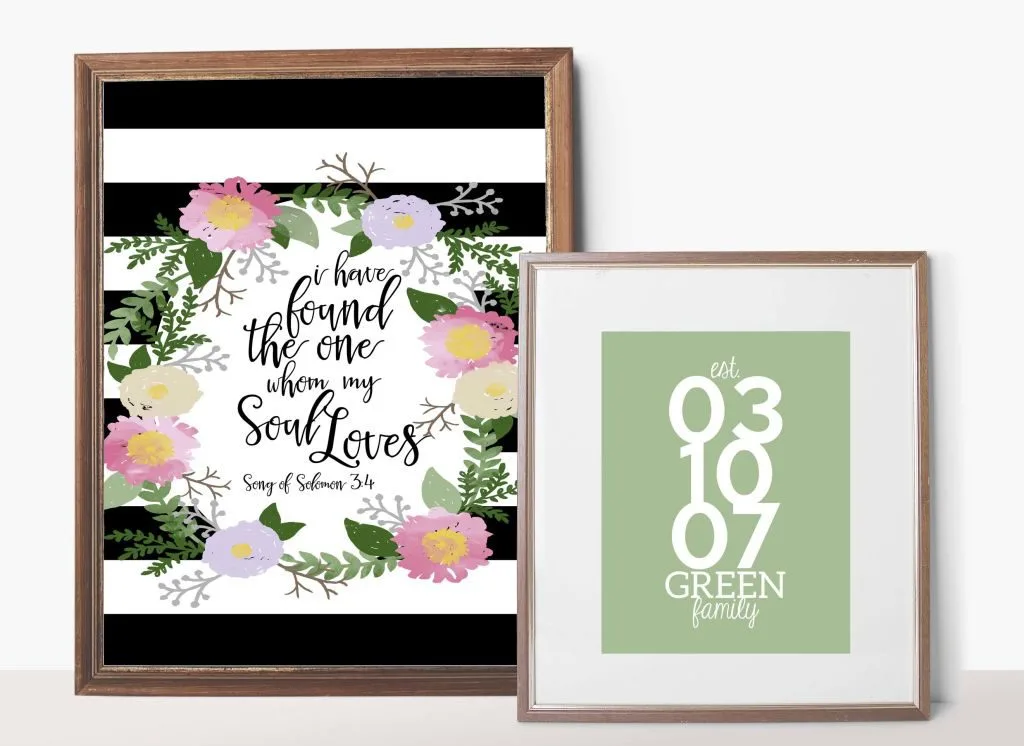 Last Minute Valentines Gift Idea!! Give this set of prints for Valentine's, a Wedding, Bridal Shower, Engagement or Anniversary. They are printable, which makes it a great last minute gift, too. 