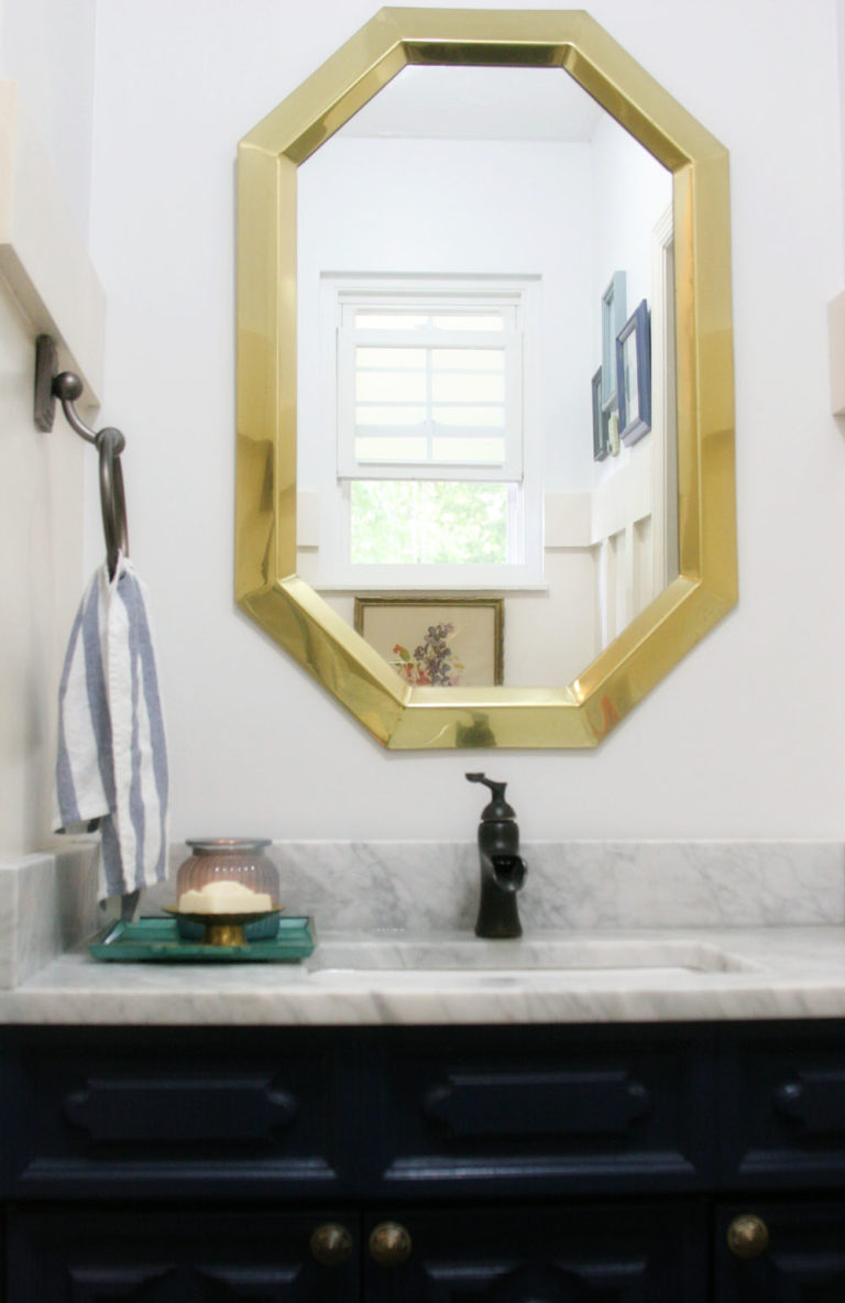 Navy and White Bathroom Renovation