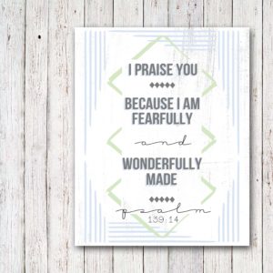 Scripture Art Graduation Gift, Fearfully and Wonderfully Made, by @CraftivityD