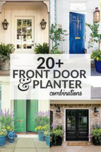 20+ Front Door Ideas, Front Door and Planter Combinations, Matching Planters on each side of the Front Door, Front Entry, Exteriors, Front Door Colors, by @CraftivityD