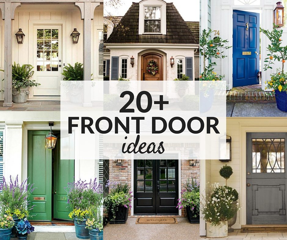 20+ Front Door Ideas, Front Door and Planter Combinations, Matching Planters on each side of the Front Door, Front Entry, Exteriors, Front Door Colors, by @CraftivityD