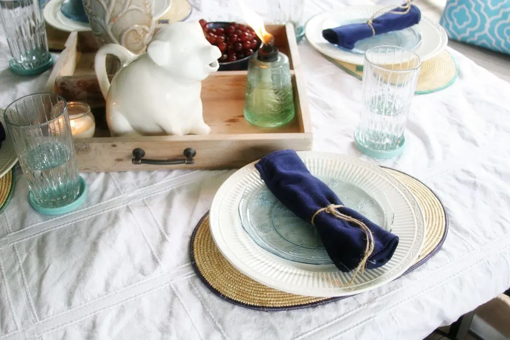 Farmhouse Style Summer Tablescape, Table Setting, Rustic, Simple, Casual, by @CraftivityD