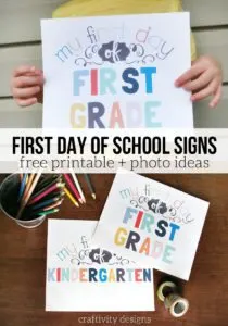 FREE PRINTABLE First Day of School Signs, Back to School Photo Ideas and Photo Props, by @CraftivityD