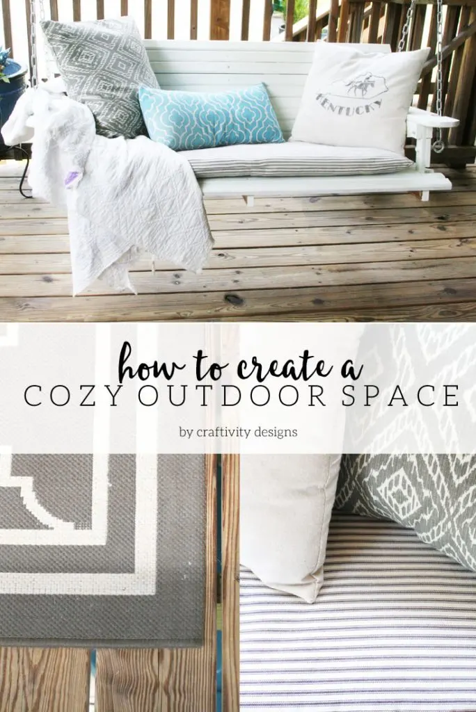 Learn how to create a cozy outdoor space. Using the right pieces, a deck or patio can feel like an extension of the home. by @CraftivityD