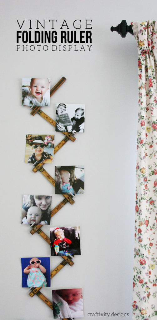 DIY Photo Display Idea using a Vintage Folding Ruler, Instagram Photo Display, by @CraftivityD