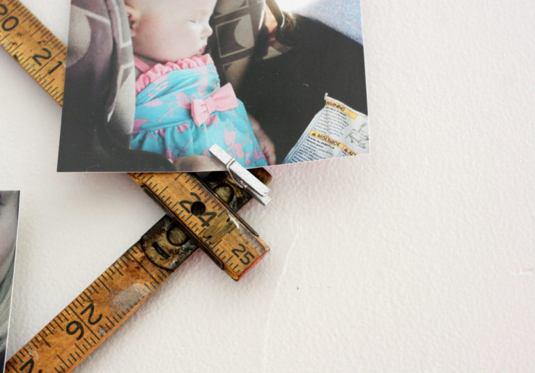 DIY Photo Display Idea using a Vintage Folding Ruler, Instagram Photo Display, by @CraftivityD