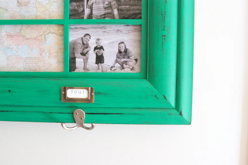 DIY family command center with coat hooks