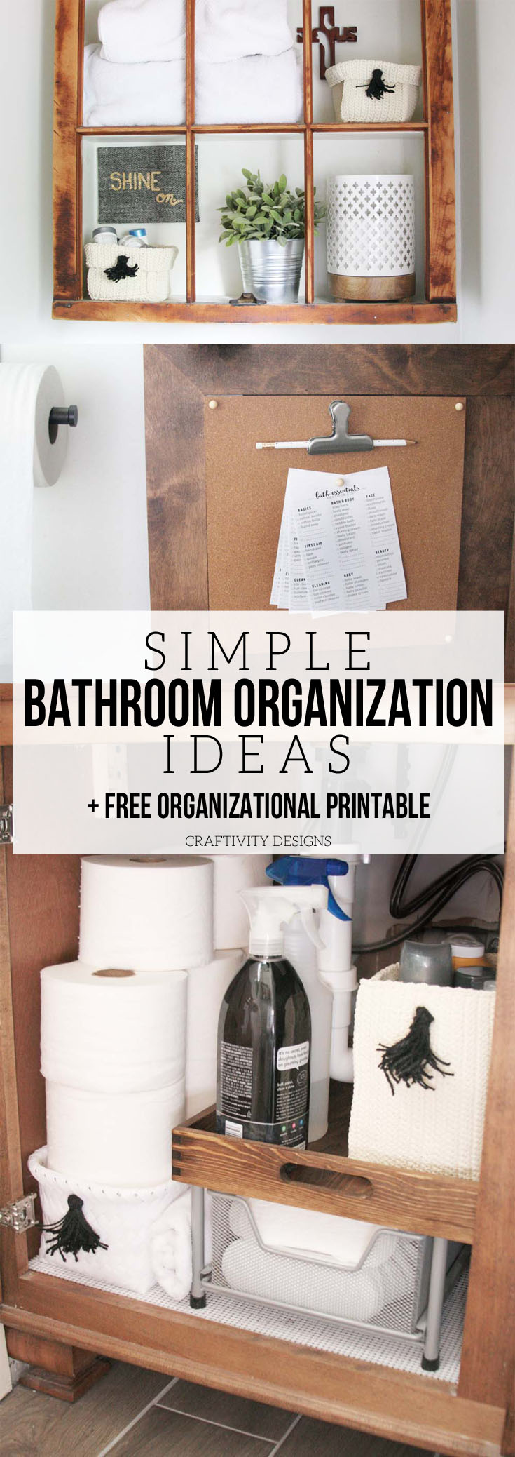 Easy Bathroom Organization Ideas for a quick and stylish refresh. @CraftivityD