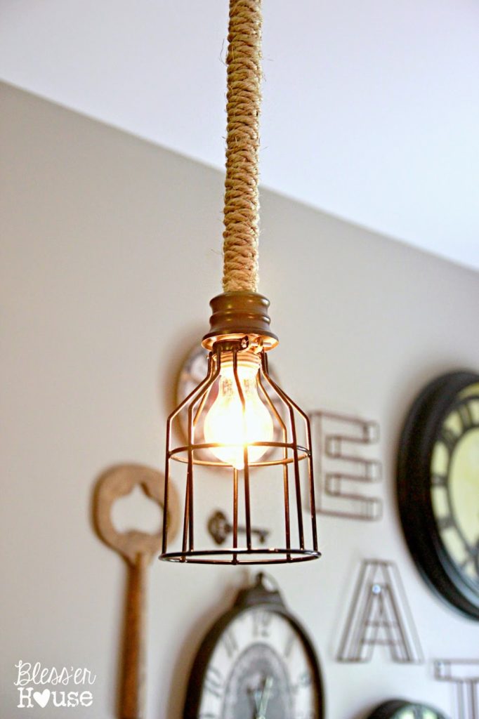 10 DIY Rustic Lights using rope + DIY Rope Cord Cover by @CraftivtyD