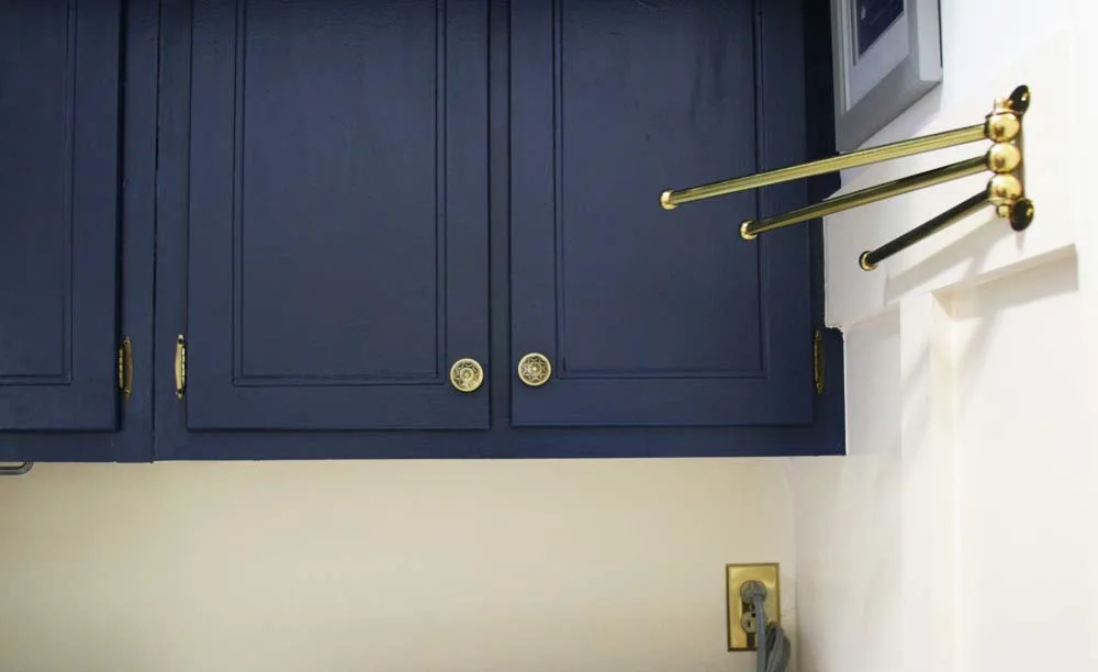 navy laundry room cabinets