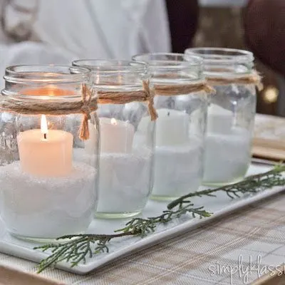 DIY Advent wreath made out of canning jars