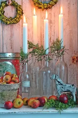 DIY Advent Wreath using glass bottles