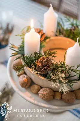 DIY Advent wreath in a ring mold with nuts