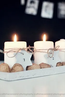 DIY Advent wreath with wooden stars
