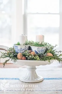 DIY Advent wreath using teacups
