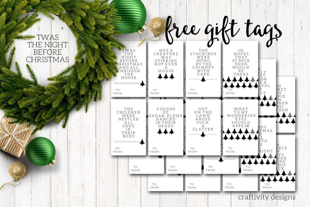 printable gift tags, minimalist christmas
