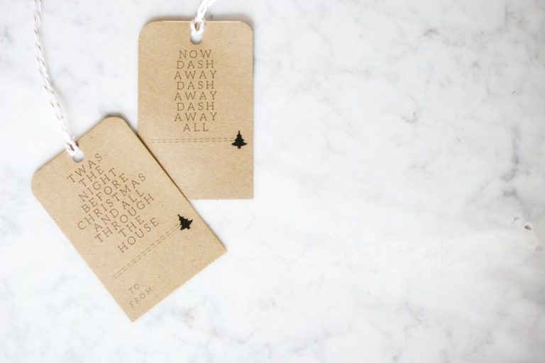 "Twas the Night Before Christmas" Minimalist Gift Tags, Free Printable, Modern Gift Tags, Black and White Gift Tags, by @CraftivityD