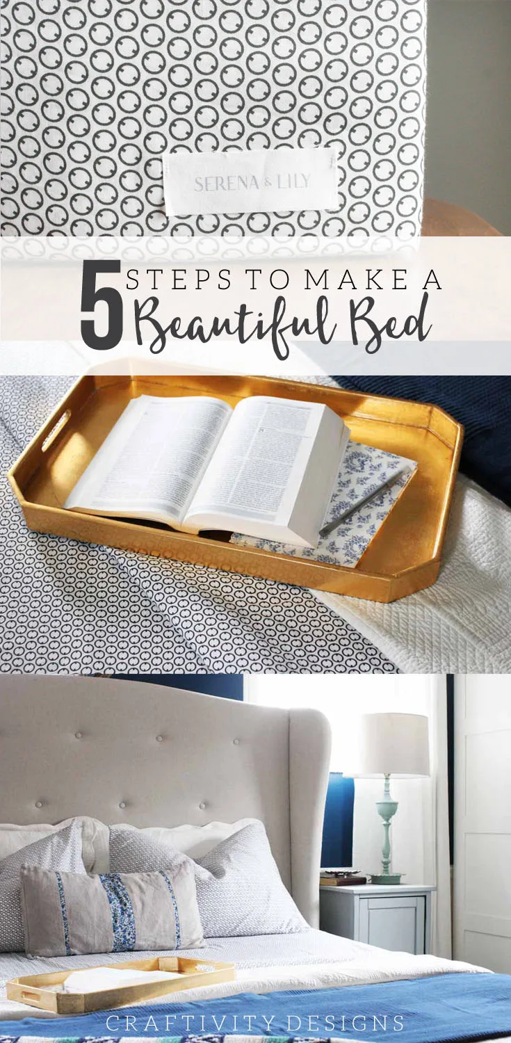 5 Steps to Make a Beautiful Bed, French Ring Sheet Set from Serena and Lily by @CraftivityD