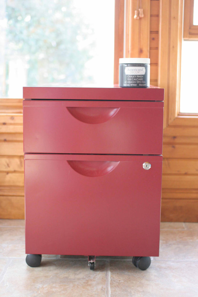 How to apply a faux zinc finish to a basic file cabinet for an rustic industrial makeover. Thrift store upcycle. Click the image to view the full tutorial with photos and paint colors.