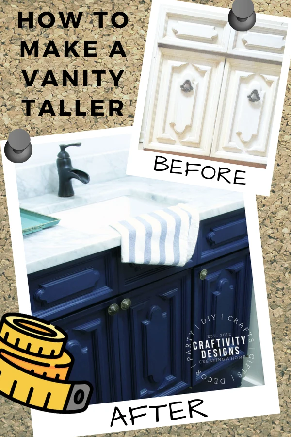 How to Make a Vanity Taller - A Bath Vanity Makeover Before and After