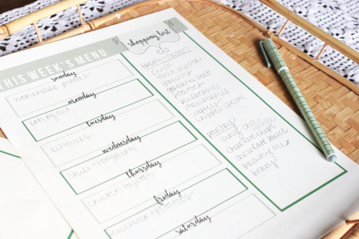 Menu Planning Printable with Shopping List – Craftivity Designs