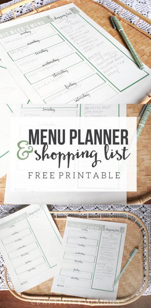 Menu Planning Printable with Shopping List – Craftivity Designs