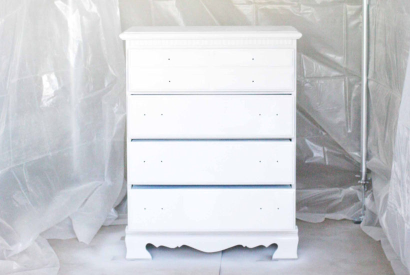 How to spray paint indoors! Build a DIY Spray Paint Booth in your garage. It's a portable, any size, easy setup, option for spraying paint indoors. Great for furniture, cabinetry, projects and more. Click the image to get the tutorial.
