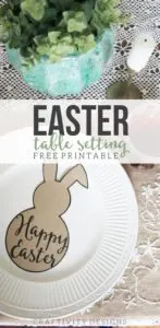 Are you looking for an Easter Table Setting? Grab this Free Easter Bunny Printable and have a "Happy Easter" meal with family. Easter Place Setting, Easter Tablescape, Click to download the Free Easter Bunny Template ---> https://craftivitydesigns.com/easter-bunny-template/