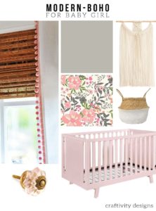 A mix of modern and bohemian style in this nursery mood board. One Room Challenge - PLAN - Nursery Makeover.